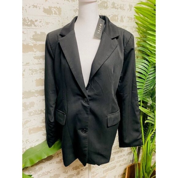Motel Maiwa Blazer Tailoring Black XS Women’s Jacket Longline 2 Button NWT - Picture 1 of 6